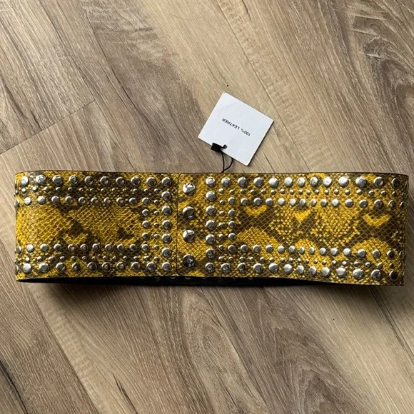 Zara animal print studded leather waist belt NWT display picture 3
